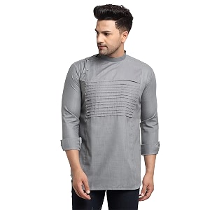 SAIFOO Mens Rich Cotton Blind Short Kurta