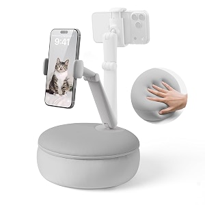 saiji cell phone holder with 360 adjustable clamp phone stand pillow for workingenjoyable on bedlap compatible with iphone samsung google and all 4734-7034 devices grey