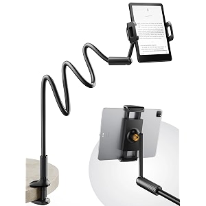 saiji gooseneck tablet holder for bed 120cm  flexible 360 rotating long arm stand with clamp base adjustable mount for all type of ipad phones kindle switch 471334  black