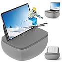 SAIJI Laptop Tablet Stand with Pillow, Tablet Pillow Holder Washable Lycra with Magnetic Support Structure Compatible with 7 to 15" Devices(Grey)