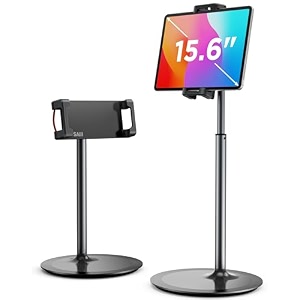 saiji tablet stand cell phone stand holder height adjustable360 degree rotating aluminium alloy cradle mount dock for iphone samsungipad nintendo switch kindle ebook reader silver 4-13 inch
