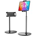 SAIJI Tablet Stand Cell Phone Stand Holder, Height Adjustable,360 Degree Rotating, Aluminium Alloy Cradle Mount Dock for iPhone Samsung,iPad, Nintendo Switch, Kindle, eBook Reader Silver (4-13 inch)