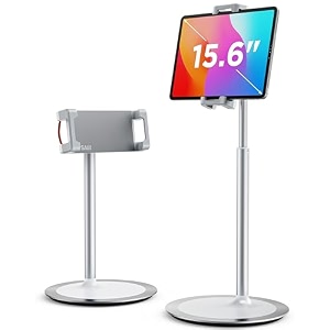 saiji tablet stand cell phone stand holder height adjustable360 degree rotating aluminium alloy cradle mount dock for iphone samsungipad nintendo switch kindle ebook reader silver 4-13 inch