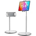 SAIJI Tablet Stand Cell Phone Stand Holder, Height Adjustable,360 Degree Rotating, Aluminium Alloy Cradle Mount Dock for iPhone Samsung,iPad, Nintendo Switch, Kindle, eBook Reader Silver (4-13 inch)