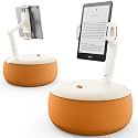 SAIJI Tablet Pillow Stand, Kindle Holder Compatible with 4.7-15.6” Kindle, Phone, Portable Monitor, 360° Adjustable Tablet Stand for Bed with Flexible Dual Axis Arm&Microbead Cushion (Orange)