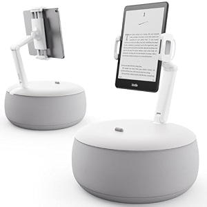 saiji tablet stand adjustable phonetablet pillow holder for lap in bed with 360 viewing angles compatible with phone ipad mini - ipad pro 13 kindle galaxy tab e-reader47-12934 - grey