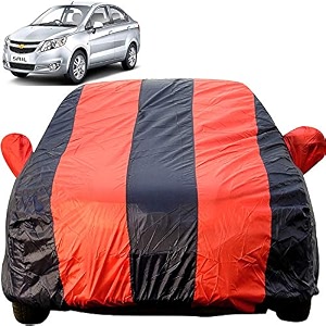 sail dustproof car cover with mirror pockets red blue stripes taffeta polystertriple stitched compatible with chevrolet sail car cover 2012 to 2014 sail car accessories