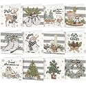 Saillong 12 Pack Neutral Christmas Diamond Painting Greeting Card Kits DIY Gray Christmas Diamond Art Cards with Envelopes Xmas 5D Rhinestones Painting Kit for Adults DIY Craft Family Friend Xmas Gift