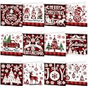 Saillong 12 Pack Plaid Christmas Diamond Greeting Cards with Envelopes