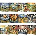 Saillong 12 Pcs Boho Abstract Diamond Painting Greeting Cards with Envelope