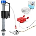 Saillong Universal Toilet Flusher Replacement Kit, Fill Valve, 2-Inch Flapper, Side Mount Handle Lever, Water-Saving, Adjustable Toilet Repair Kit Inside Tank, Easy to Install(1 Set,Blue Grey, Red)