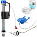 Saillong Universal Toilet Flusher Replacement Kit, Fill Valve, 2-Inch Flapper, Side Mount Handle Lever, Water-Saving, Adjustable Toilet Repair Kit Inside Tank, Easy to Install(1 Set,Blue Grey, Blue)