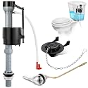 Saillong Universal Toilet Flusher Replacement Kit, Fill Valve, 2-Inch Flapper, Side Mount Handle Lever, Water-Saving, Adjustable Toilet Repair Kit Inside Tank, Easy to Install(1 Set,Dark Grey, Black)