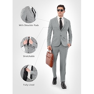 saintx ultra slim fit 4-way stretchable mens formal blazer  tailored measurements  business amp office wear sliver grey