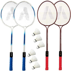 saipro double shaft badminton racket combo kit set of 4 racquet with 6 pcs shuttlecock badminton kit