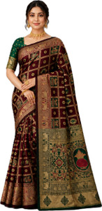SAIYAMORI Animal Print Banarasi Silk Blend Saree