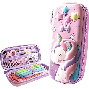 sajani 3d unicorn pencil case large capacity pencil case compass with compartments cartoon design pencil boxcasepouch for school unicon pouch