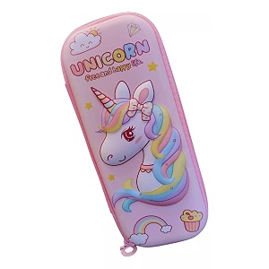 sajani 3d unicorn pencil case large capacity pencil case compass with compartments cartoon design pencil boxcasepouch for school happy life unicon