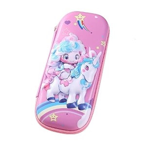 sajani 3d unicorn pencil case large capacity pencil case compass with compartments cartoon design pencil boxcasepouch for school unicon with girl