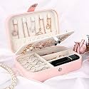 SAJANI PU Leather Small Jewelry Organizer for Women, Jewelry Box Display Storage Case, Double Layer jewelry Box for Earrings, Rings, Necklaces, Bracelets (Pack Of 1) (Pink)