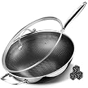 SAKAMOSH Hybrid 12inch Wok with Lid, Stainless Steel Woks & Stir-Fry Pans Nonstick, Non Toxic, PFAS PFOA PTFE Free, Dishwasher and Oven Safe, Works on Induction