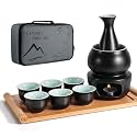Sake Set with Warmer, Sake Carafe Bottle, Saki Cup Set, Japanese Sake Set