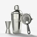 SAKI Stainless Steel Cocktail Shaker Set 3 pcs || Premium Cocktail Shaker Set with Strainer and Jigger || Perfect for Home Parties || Gifting