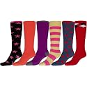 Sakkas Womens Super Soft Anti-Slip Fuzzy Knee High Socks Value Assorted 6-Pack