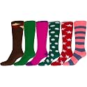 Sakkas Womens Super Soft Anti-Slip Fuzzy Knee High Socks Value Assorted 6-Pack