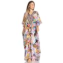 Sakkas Yeni Women's Short Sleeve V-Neck Summer Floral Long Caftan Dress Cover-up
