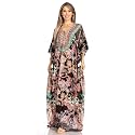 Sakkas Yeni Women's Short Sleeve V-Neck Summer Floral Long Caftan Dress Cover-up