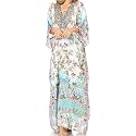 Sakkas Yeni Women's Short Sleeve V-Neck Summer Floral Long Caftan Dress Cover-up