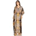 Sakkas Yeni Women's Short Sleeve V-Neck Summer Floral Long Caftan Dress Cover-up