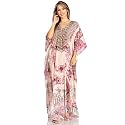 Sakkas Yeni Women's Short Sleeve V-Neck Summer Floral Long Caftan Dress Cover-up
