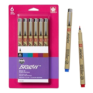 sakura 38061 6-piece pigma brush pen set