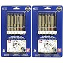 SAKURA 50201 6-Piece Black Pigma Manga Comic Pro Drawing Kit (Pack Of 2, 6-Pc Drawing Set)