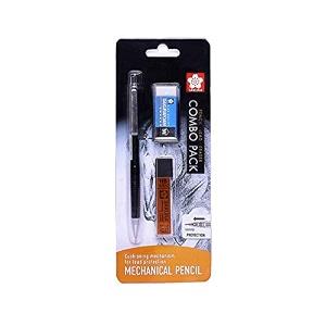 sakura cushioning point mechanical pencil starter set with lead refill and eraser black 05mm-b