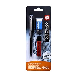 sakura cushioning point mechanical pencil starter set with lead refill and eraser black 05mm-2b