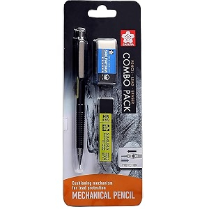 sakura cushioning point mechanical pencil starter set with lead refill and eraser black 03mm-hb