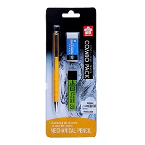 sakura cushioning point mechanical pencil starter set with lead refill and eraser yellow 03mm-b