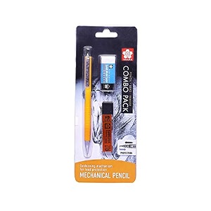 sakura cushioning point mechanical pencil starter set with lead refill and eraser yellow 05mm-hb