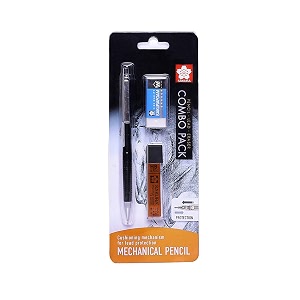 sakura cushioning point mechanical pencil starter set with lead refill and eraser green 05mm-hb