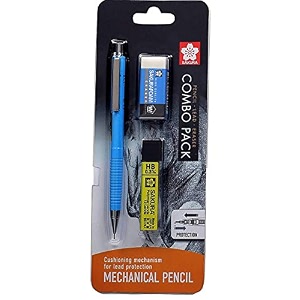 sakura cushioning point mechanical pencil starter set with lead refill and eraser sky blue 03mm-hb