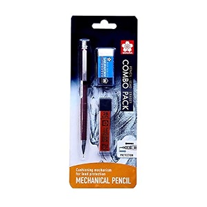 sakura cushioning point mechanical pencil starter set with lead refill and eraser red 05mm-2b