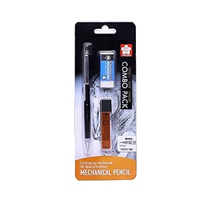 sakura cushioning point mechanical pencil starter set with lead refill and foam eraser hb 05 navy blue