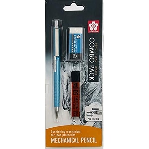 sakura cushioning point mechanical pencil starter set with lead refill and eraser sky blue 05mm-2b