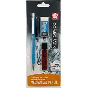 sakura cushioning point mechanical pencil starter set with lead refill and eraser sky blue 05mm-b