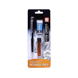 sakura cushioning point mechanical pencil starter set with lead refill and eraser black 05mm-hb