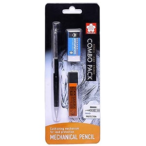 sakura cushioning point mechanical pencil starter set with lead refill and eraser green 05mm-2b