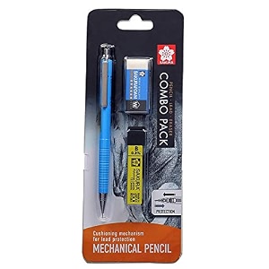 sakura cushioning point mechanical pencil starter set with lead refill and eraser sky blue 03mm-b